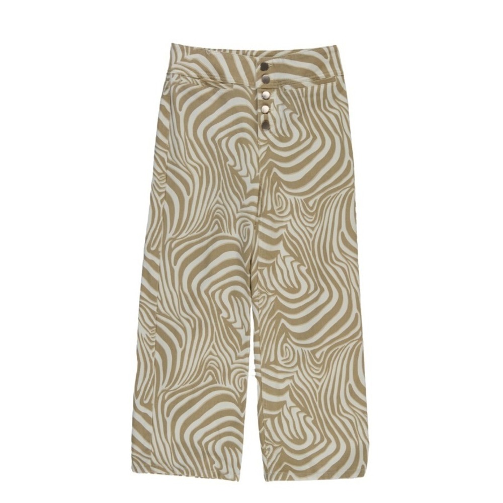 J.McLaughlin Wide Leg Pants Women's Size 2 Tan Swirl Marble High Rise Cropped